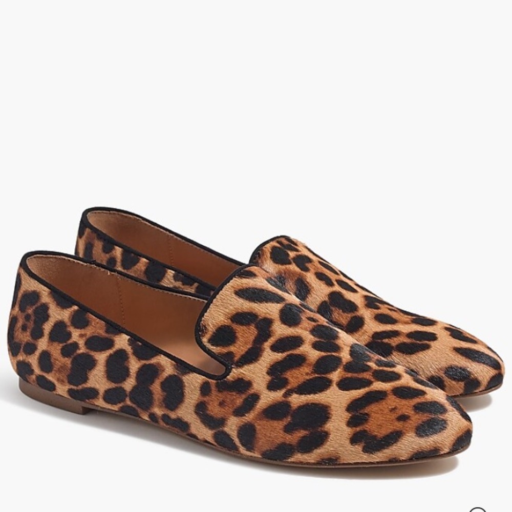 🎁Like New Women's J. Crew "Smoker" Leopard Real Calf Hair Flat Loafer #AA525 11M